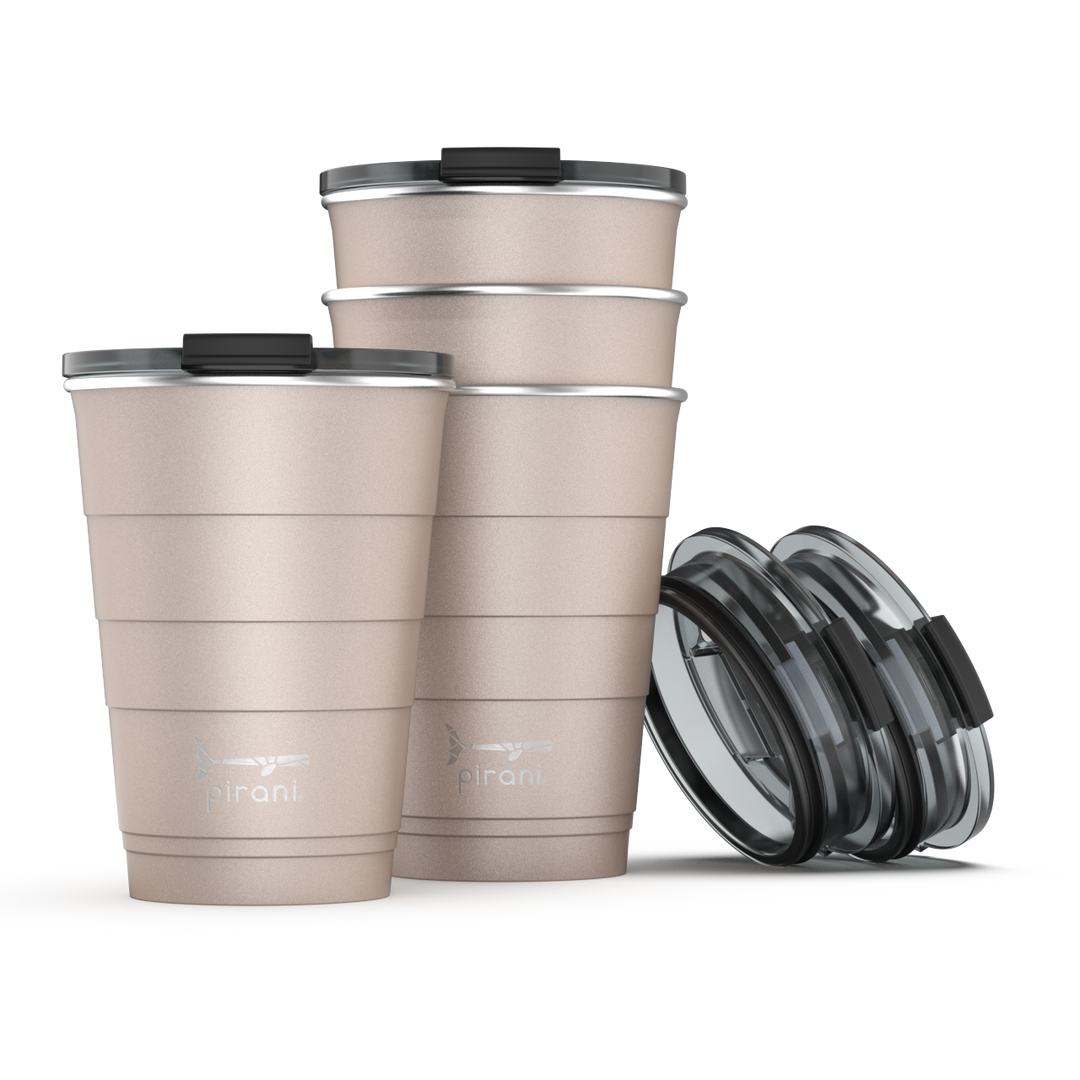 16oz Insulated Stackable Tumbler  - 14 Pack - The Ultimate Beer Pong Set - Champagne#color_champagne